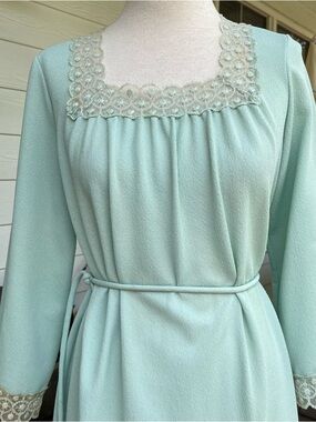 Vintage Mint Sea Foam Lace-Trim Dress